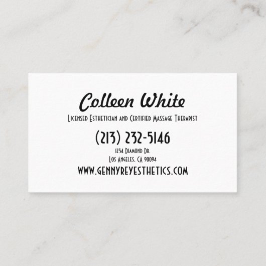 Benoeming/Visitekaartje-combinatiestation Visitekaartje (Achterkant)