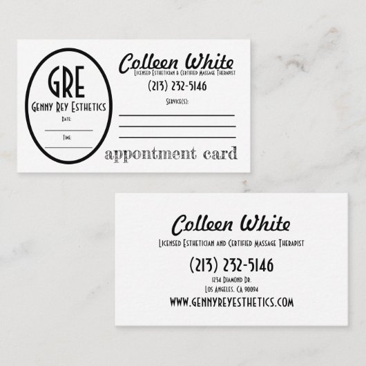 Benoeming/Visitekaartje-combinatiestation Visitekaartje (Voorkant / Achterkant)