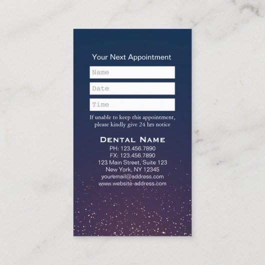 Benoeming voor professionele tandheelkundige tandh afsprakenkaartje (Achterkant)