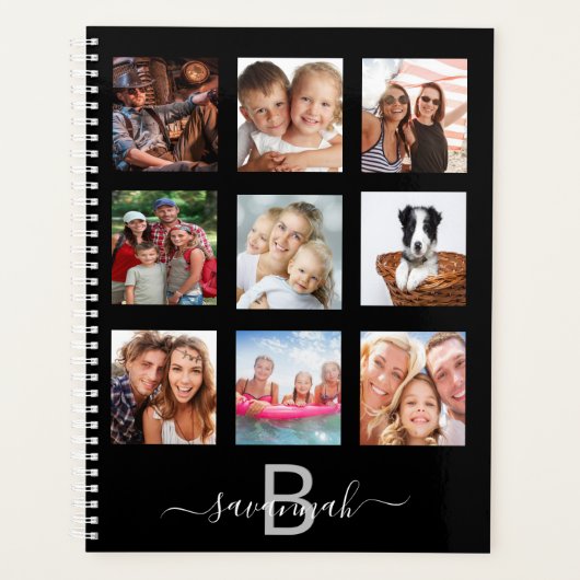 Benoeming zwart fotocollage monogram 2023 planner (Voorkant)