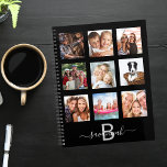 Benoeming zwart fotocollage monogram 2023 planner<br><div class="desc">Maak je eigen unieke familiefoiliteit als geschenk of voor jezelf. Gebruik vier, negen van uw favoriete foto's van uw familie, vrienden, droomreisbestemming of huisdier! Pas een naam en een monogram letter aan en voeg deze toe. De naam wordt geschreven met een modern handgeschreven stijlmanuscript met swashes. Witte en grijze tekst....</div>