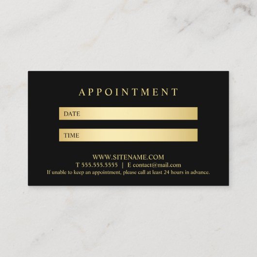 Benoeming zwart-goudlegant afsprakenkaartje (Achterkant)