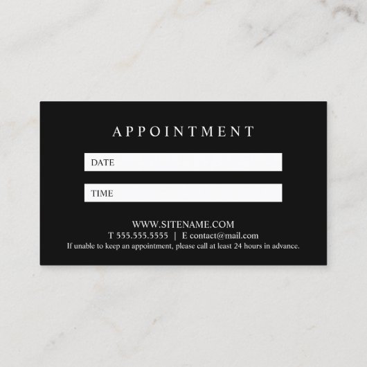 Benoeming zwart-wit elegant afsprakenkaartje (Achterkant)