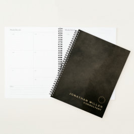 Benoemingboek leder Gold monogram in nood Planner