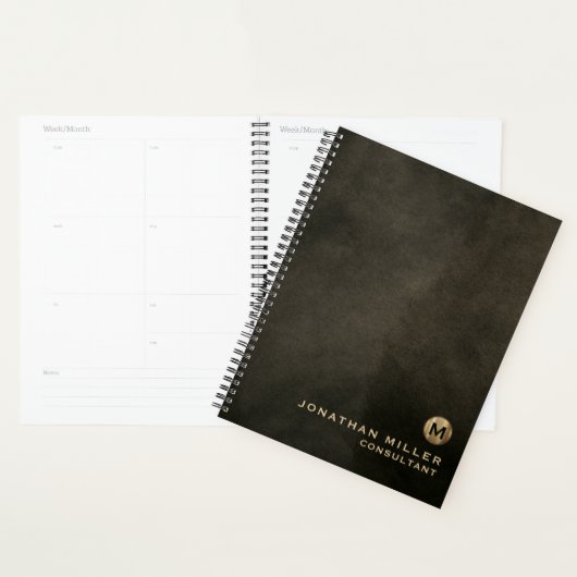 Benoemingboek leder Gold monogram in nood Planner (Display)