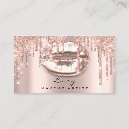 Benoemingsdruppels Glitter drijft Vonk Makeup Afsprakenkaartje (Voorkant)