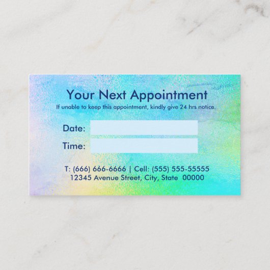 Benoemingskaart Afsprakenkaartje (Achterkant)