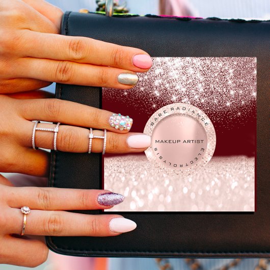 Benoemingskaart Electrolysis Roos Glitter Maroon Contactkaartje