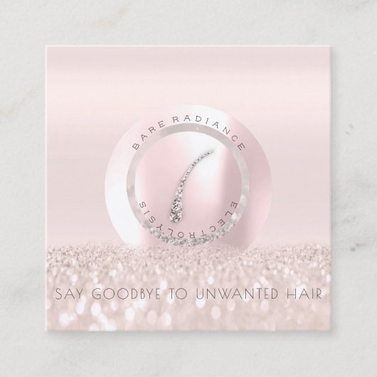 Benoemingskaart Elektrolysis Roos Glitter Logo1 Contactkaartje (Voorkant)