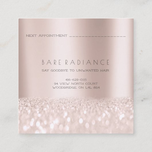 Benoemingskaart Elektrolysis Roos Glitter Logo1 Contactkaartje (Achterkant)