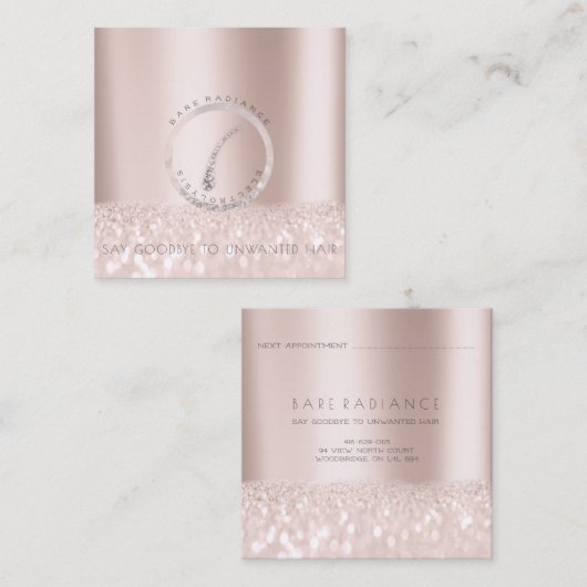 Benoemingskaart Elektrolysis Roos Glitter Logo1 Contactkaartje (Voorkant / Achterkant)