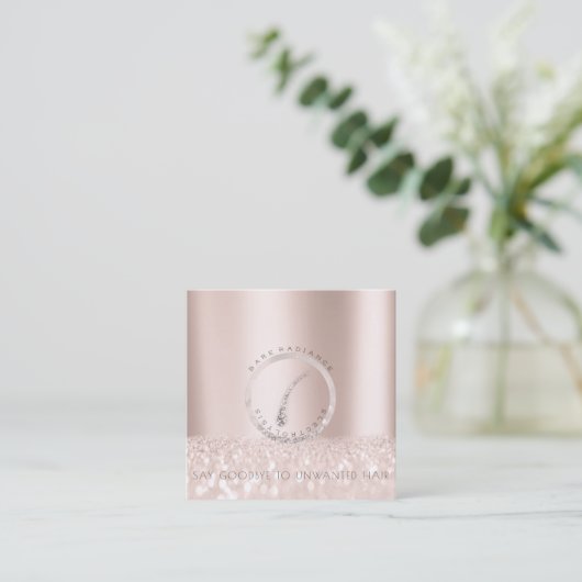 Benoemingskaart Elektrolysis Roos Glitter Logo1 Contactkaartje (Staand voorkant)