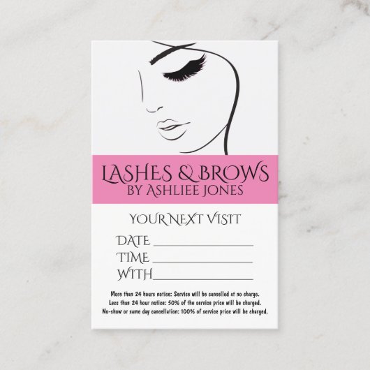 Benoemingskaart Eyebrows Eyelashes Salon Visitekaartje (Voorkant)