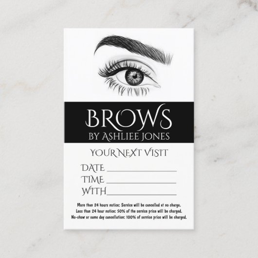Benoemingskaart Eyebrows Eyelashes Salon Visitekaartje (Voorkant)