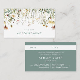 Benoemingskaart geperste bloemen afsprakenkaartje