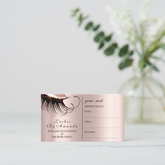 Benoemingskaart Makeup Artiest Roos Lashes Lux Afsprakenkaartje (Staand voorkant)