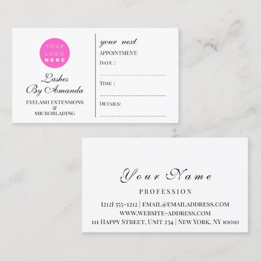 Benoemingskaart Makeup Artist Logo Black White Afsprakenkaartje (Voorkant / Achterkant)