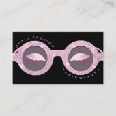 Benoemingskaart Optisch Roos Glitter Black Glasses Contactkaartje (Voorkant)