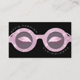Benoemingskaart Optisch Roos Glitter Black Glasses Contactkaartje