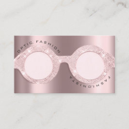 Benoemingskaart Optisch Roos Glitter Metal Glasses Contactkaartje