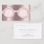 Benoemingskaart Optisch Roos Glitter Metal Glasses Contactkaartje (Voorkant / Achterkant)