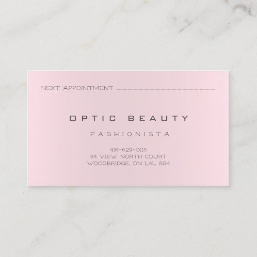 Benoemingskaart Optische Roos Roze glazen glazen b Contactkaartje (Achterkant)