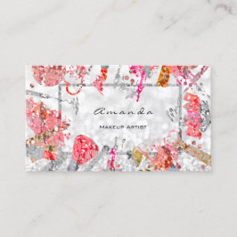 Benoemingskaart Silver Glitter Makeup Artist Lash Afsprakenkaartje