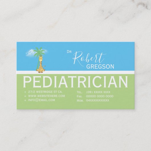 Benoemingskaart voor Giraffe kinderarts Afsprakenkaartje (Voorkant)