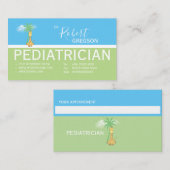 Benoemingskaart voor Giraffe kinderarts Contactkaartje (Voorkant / Achterkant)