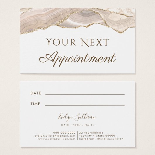 Benoemingskaart voor Ivory Gold Agate Visitekaartje (Voorkant /achterkant)