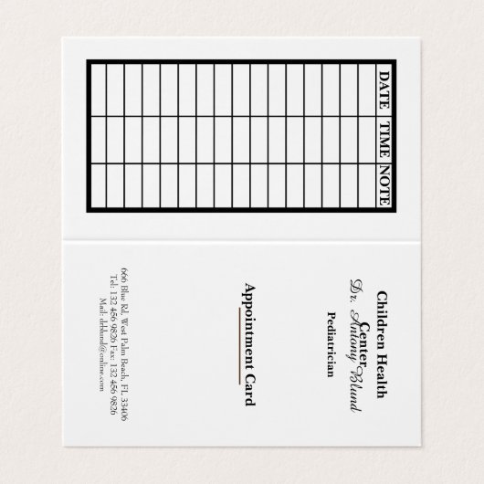 Benoemingskaart voor kinderartsen visitekaartje (Buitenkant ongevouwen)