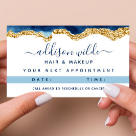 Benoemingskaart voor Navy Blue en Gold Waterverf Afsprakenkaartje