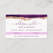 Benoemingskaart voor Paarse en Gold Waterverf Afsprakenkaartje (Voorkant)