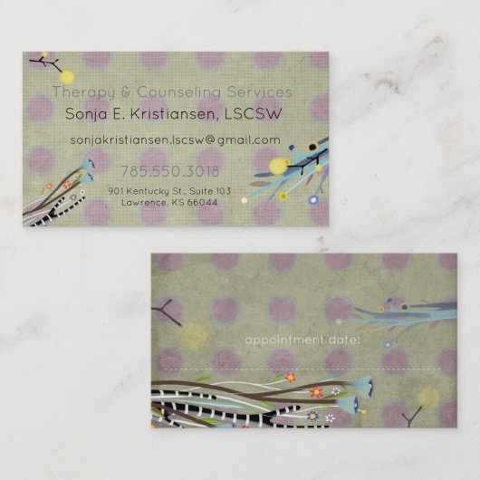 Benoemingskaart voor therapie- en adviesservices afsprakenkaartje (Voorkant / Achterkant)