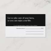 Benoemingskaart voor Visitekaartje van de Lawn Ser Afsprakenkaartje (Achterkant)