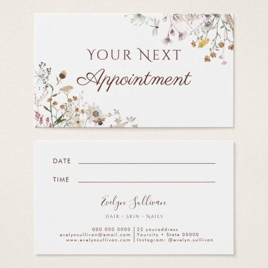 Benoemingskaart voor wilde bloemen visitekaartje (Voorkant /achterkant)