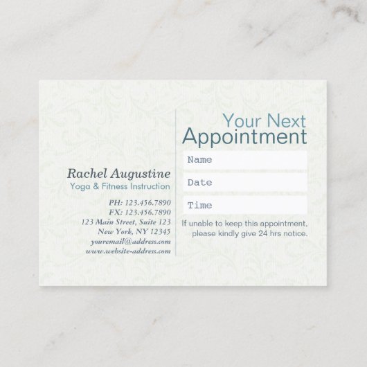 Benoemingskaart voor Yoga Class Pass Loyalty Manda (Achterkant)