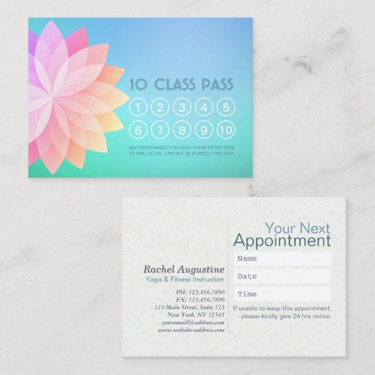 Benoemingskaart voor Yoga Class Pass Loyalty Manda (Voorkant / Achterkant)