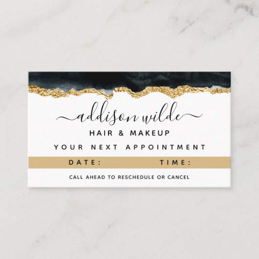 Benoemingskaart voor zwarte en Gold Waterverf Afsprakenkaartje (Voorkant)