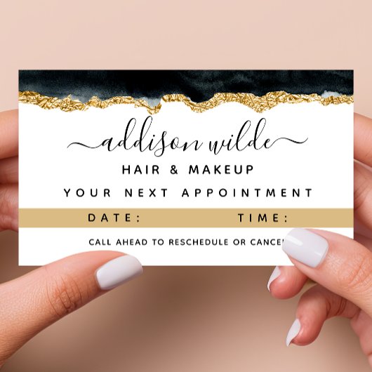 Benoemingskaart voor zwarte en Gold Waterverf Afsprakenkaartje