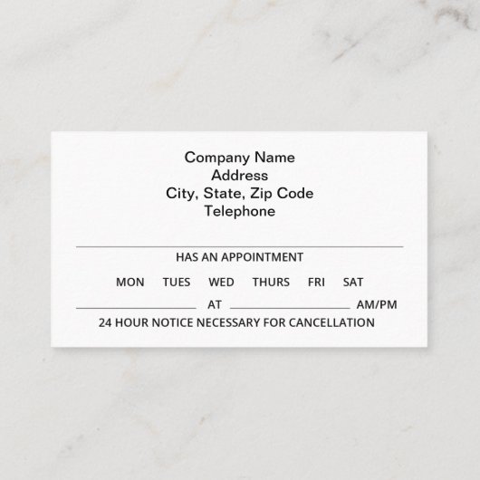 Benoemingskaarten voor gebitsherinnering afsprakenkaartje (Achterkant)