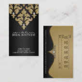 Benoemingskaarten voor Mocha Brown Diamond Damask Afsprakenkaartje (Voorkant / Achterkant)