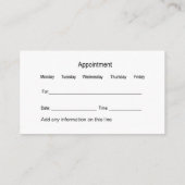 Benoemingskaarten voor vrouwelijke gezondheidsarts afsprakenkaartje (Achterkant)