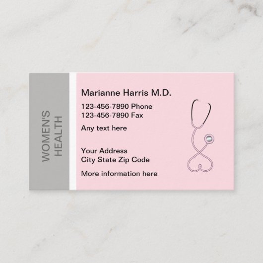 Benoemingskaarten voor vrouwelijke gezondheidsarts afsprakenkaartje (Voorkant)