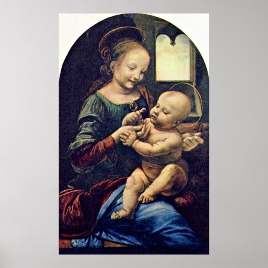 Benois Madonna van Leonardo di ser Piero da Vinci Poster (Voorkant)