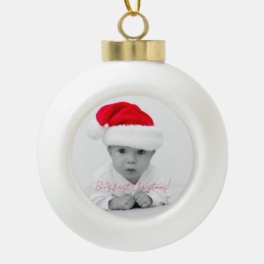 Ben's eerste Kerstmis. Keramische Bal Ornament (Voorkant)