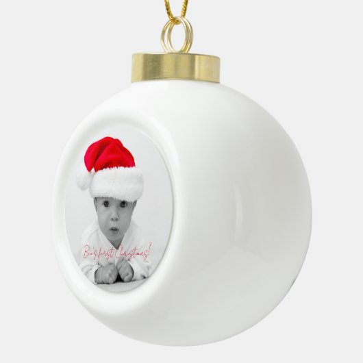 Ben's eerste Kerstmis. Keramische Bal Ornament (Rechts)