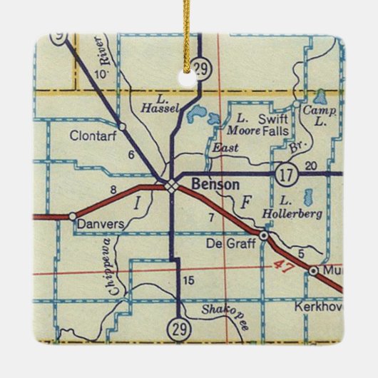 Benson Minnesota  kaart Keramisch Ornament (Achterkant)