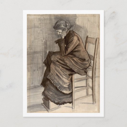 Bent Afbeelding van een vrouw, Vincent van Gogh Briefkaart (Voorkant)