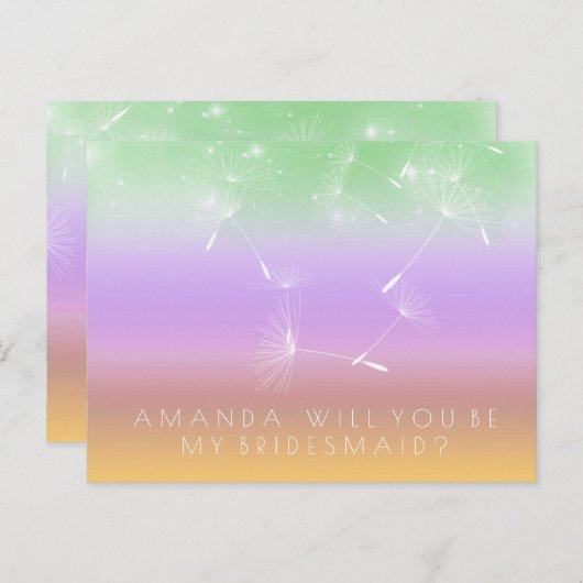 Bent u Bridesmaid Dandelion Paarse Mint Ombre? Briefkaart (Voorkant / Achterkant)